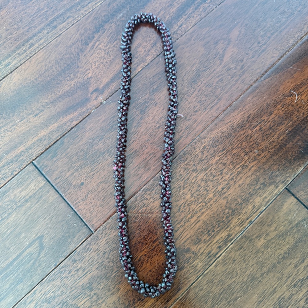 Genuine Garnet Chip Cluster Necklace Deep Red Gemstone Boho Statement Vintage
